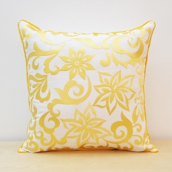 Damask Design with Diamond Pattern Embroidery Pillow Cover